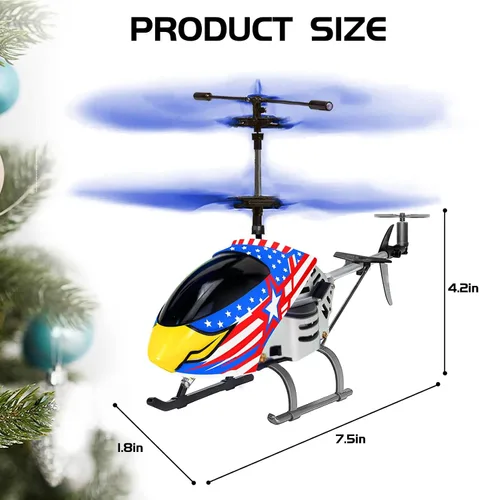 Vista 4 de YongnKids - Helicóptero a control remoto para niños, avión rc para niños de 8 años en adelante, 3.5 canales, helicóptero rc de 2.4GHz con luces LED