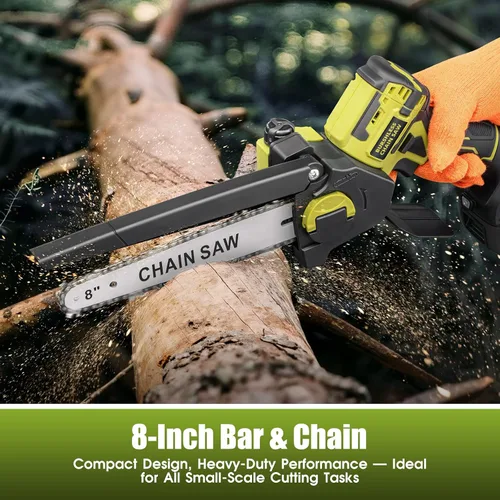 Vista 2 de Mini motosierra inalámbrica para batería Dewalt de 20 V MAX, motosierra de poda sin escobillas de 8 pulgadas con motor de 650 W, corte rápido