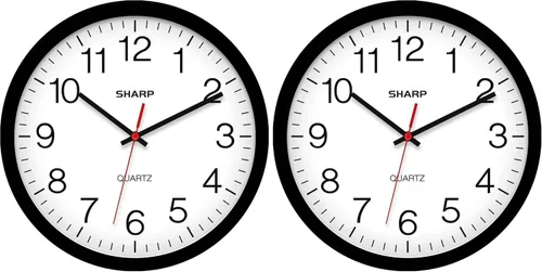 Vista 10 de Sharp Reloj de pared silencioso sin tictac de cuarzo de calidad de 10 pulgadas, funciona con pilas, redondo, fácil de leer para el hogar, cocina