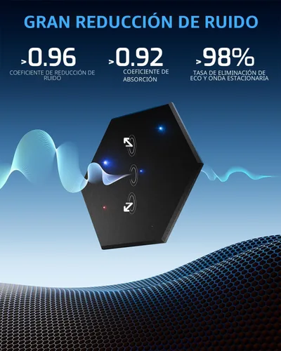Vista 5 de ZenSonic Paquete de 12 paneles de espuma autoadhesivos a prueba de sonido para paredes de 12 x 10 x 0.4 pulgadas, paneles acústicos hexagonales
