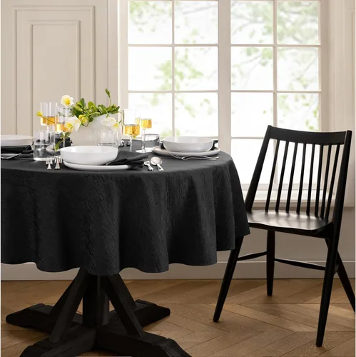 Vista 9 de Elrene Home Fashions - Mantel Continental de textura sólida resistente al agua, manchas y arrugas, 70 pulgadas, redondo, color negro