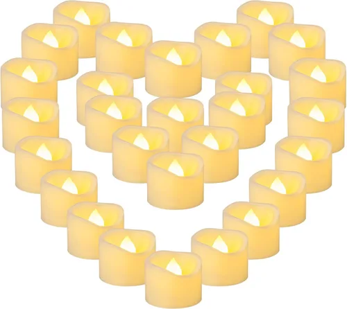 Vista 14 de 12 paquetes de luces de té LED con temporizador, operadas con batería, velas votivas con temporizador sin llama parpadeantes eléctricas, luces de té