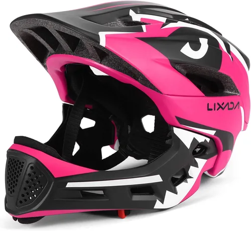 Vista 16 de Lixada Casco de bicicleta para niños, ajustable, desmontable, de cara completa, casco de ciclismo para niños, bicicleta, monopatín, scooter,