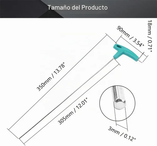 Vista 2 de Utoolmart Llave Allen con mango en T, 0.118 in, métrica, 70 #, acero con mango en T, llave hexagonal de 13.780 in de longitud total