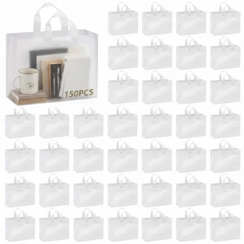 Vista 26 de Amylove 80 bolsas de regalo transparentes a granel con asa, bolsa de plástico esmerilado, embalaje reutilizable, envoltura de golosinas