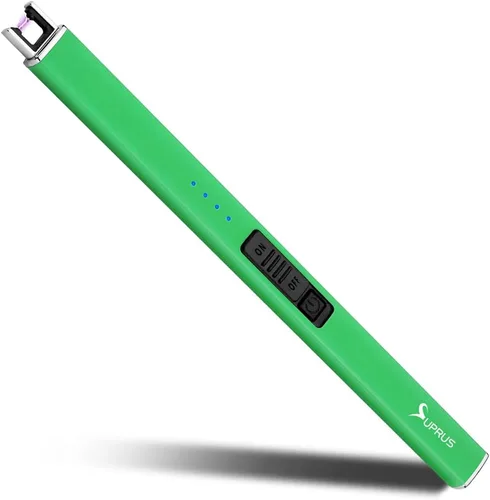 Vista 16 de SUPRUS Encendedor fluorescente que brilla en la oscuridad, encendedor eléctrico de velas, encendedor de arco USB recargable con bloqueo