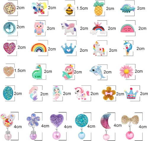 Vista 3 de Kids Clip On Earrings for Girls 2532 Pairs Hypoallergenic Clips Earrings for Girls Toy Earrings Princess Play Jewelry Party Favor
