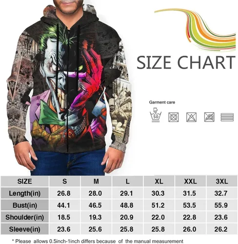 Vista 4 de DIYYAO The Joker - Sudadera con capucha y cremallera para hombre, con bolsillo