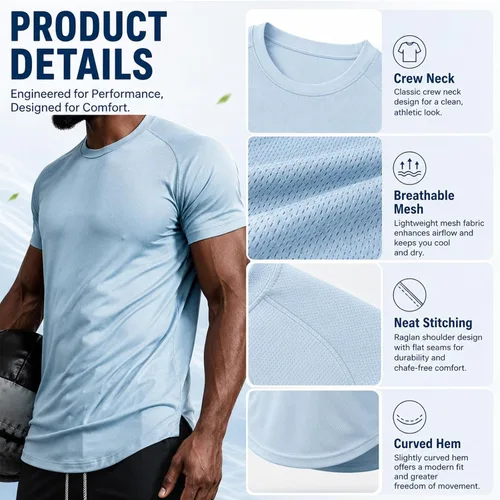 Vista 5 de Morbuy Paquete de 2 camisetas de entrenamiento para hombre de secado rápido Marrón oscuro
