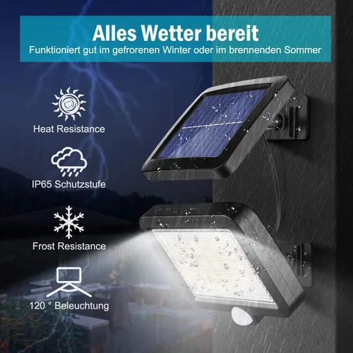 Vista 6 de MPJ Luz Solar para Exteriores, 56 LED Luz Solar Exterior con Detector de Movimiento, IP65 Impermeable, Ángulo de Iluminación de 120°, Luz Solar