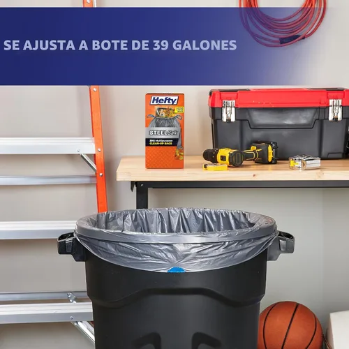 Vista 2 de Hefty Steelsak - Bolsas de basura grandes resistentes, color gris, sin perfume, 39 galones, 30