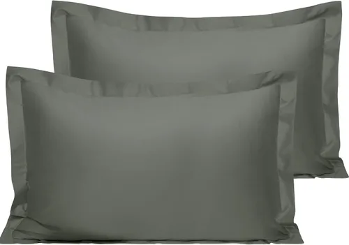 Vista 46 de NTBAY Fundas de almohada estándar de algodón – Fundas de almohada de algodón egipcio de 500 hilos, paquete de 2 fundas de almohada Oxford súper