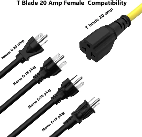 Vista 5 de [Paquete de 2] Cable adaptador de 1 pie y 15 amperios de CA para el hogar a