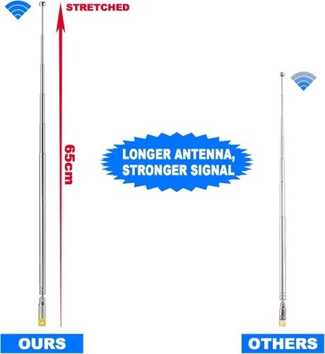 Vista 2 de Bingfu Antena telescópica de 25.6 in AM FM de 25.6 in, repuesto de antena de radio portátil (paquete de 2) compatible con radio portátil