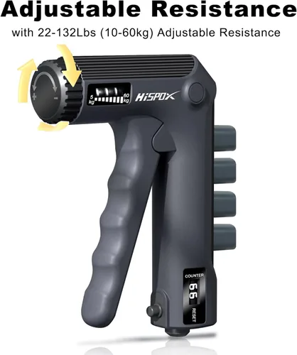 Vista 2 de Grip Strength Trainer with Finger Exerciser, Adjustable Resistance, Forearm Strengthener Hand Gripper with Counting,Black