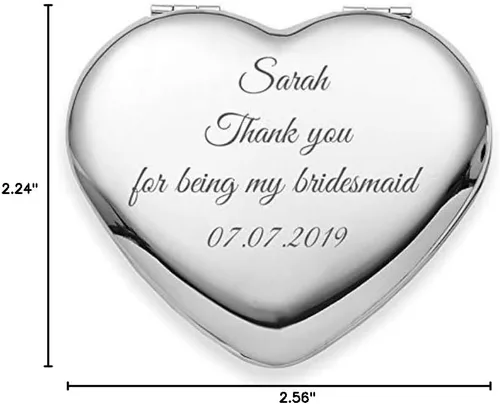 Vista 2 de Espejo compacto en forma de corazón personalizado para recuerdos
