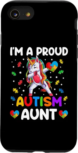 Vista 13 de Funda para iPhone 14 I'm A Proud Aunt Autism Awareness Dabbing Unicorn Girl