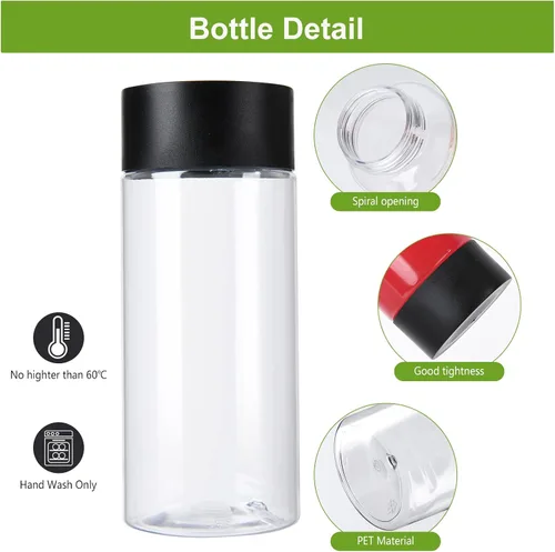 Vista 3 de zmybcpack Paquete de 24 botellas de plástico para jugo de 8 onzas con tapas, botellas de plástico para batidos, recipientes reutilizables