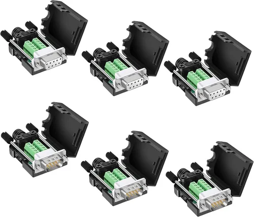 Vista 9 de DB9 Conector sin soldadura (2 machos+2 hembras), DB9 conector de ruptura RS232 D-SUB serie a terminal de puerto de 9 pines con estuche