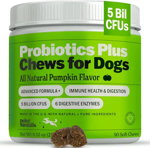Vista 11 de Deley Naturals Probióticos masticables para perros – 4 mil millones de UFC probióticos para perros, prebióticos, enzimas para la digestión