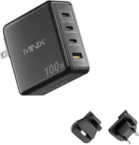 Vista 9 de MINIX P1 Mini Cargador USB C de 30 W, Cargador GaN de 33 W PPS de 2 Puertos con 1 Puerto USB-C, 1 Puerto USB-A con Enchufe Plegable, Compatible