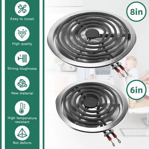 Vista 8 de Bandejas de goteo Silver Burner 316048414 (6 pulgadas) 316048413 (8 pulgadas) quemadores de estufa eléctrica MP15YA (6 pulgadas) MP21YA (8 pulgadas)