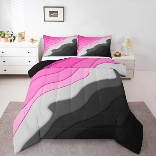 Vista 30 de Erosebridal Juego de ropa de cama abstracta con diseño de olas marinas tamaño Queen, juego de edredón y juegos de ropa de cama con temática de playa