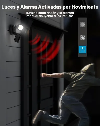 Vista 2 de Cámara de seguridad ieGeek con reflector al aire libre, cámaras de seguridad inteligentes para el hogar 2K cableadas, cámara de luz de inundación