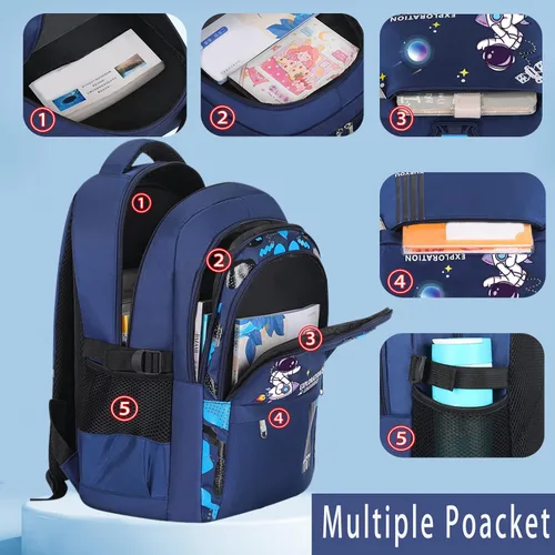 Vista 3 de IHZZ Mochila para niños, mochila para niños, mochila para niños, mochila escolar ligera impermeable con bolsa de almuerzo y estuche para lápices