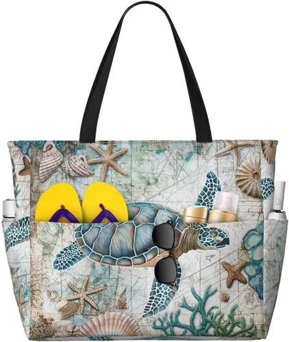 Vista 12 de Bolsa de playa para mujer, bolsa de playa impermeable y a prueba de arena con bolsa húmeda, bolsa de viaje grande para viajes de fin de semana