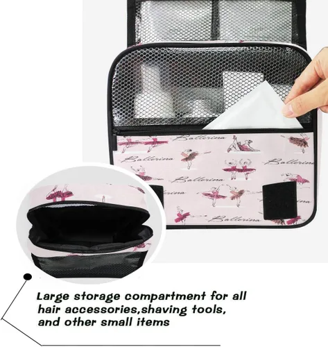 Vista 5 de AUUXVA Neceser de viaje, organizador de cosméticos, bolsa de maquillaje colgante para mujeres, hombres y niñas, Bailarina bailarina