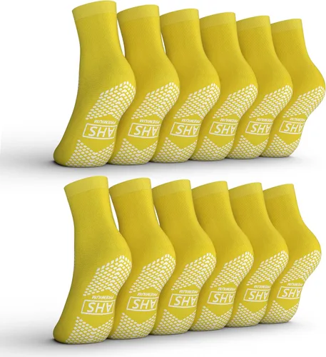 Vista 4 de AMERICAN HOSPITAL SUPPLY Calcetines antideslizantes con agarre – 6 pares Calcetines hospitalarios para hombres y mujeres Antideslizantes