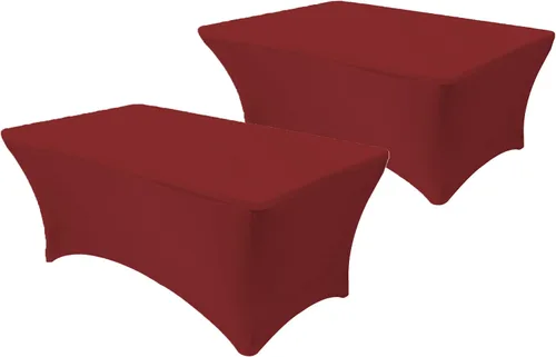 Vista 13 de Paquete de 2 manteles de mesa elásticos de elastano para mesas rectangulares de 4 pies, mantel ajustable de 48 pulgadas de largo x 30 pulgadas