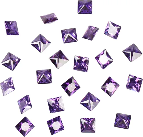 Vista 6 de Circonita de corte cuadrado multicolor (CZ), piedras preciosas sueltas, gemas sintéticas, pequeñas piedras cúbicas sueltas, gemas facetadas, piedras