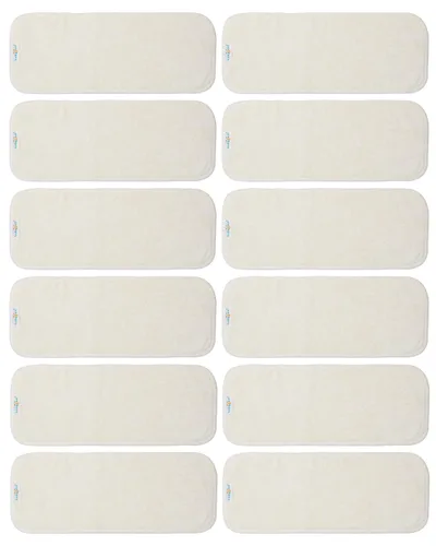 Vista 10 de babygoal Insertos de pañales de tela reutilizables, paquete de 12, absorbentes y transpirables, insertos de microfibra de 3 capas para pañales