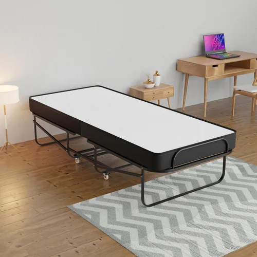 Vista 4 de Treaton, Cama plegable plegable de 16 pulgadas con colchones de espuma viscoelástica de 5 pulgadas, marco plegable de metal resistente, totalmente
