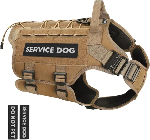 Vista 21 de PETNANNY - Chaleco táctico para perro de servicio - Arnés de apoyo emocional sin tirones con parches de gancho y bucle y sistema Molle para Negro