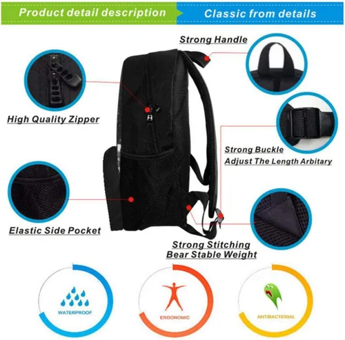 Vista 3 de Mochila para niños, unisex, para estudiantes, de dibujos animados, para estudiantes, mochila escolar de lona, mochila para adolescentes y niñas