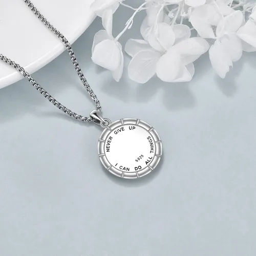 Vista 3 de YFN Collar deportivo de plata de ley con colgante "I Can Do All Things", joyería para mujeres, hombres, niños y niñas