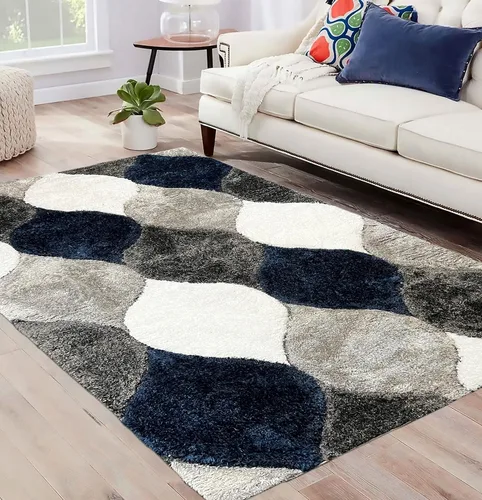 Vista 8 de Alfombra de área 4D color marrón de 5 x 7 pulgadas, felpa gruesa y suave y moderna, resistente a las manchas, fácil de limpiar y hecha a máquina