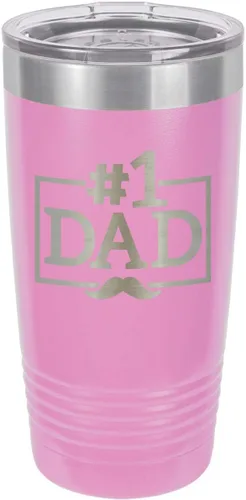 Vista 8 de NÚMERO 1 DAD-B BLUE Vaso de bebida de 20 oz con pajita Taza de viaje grabada con láser Comparar con Yeti Rambler Idea de regalo papá