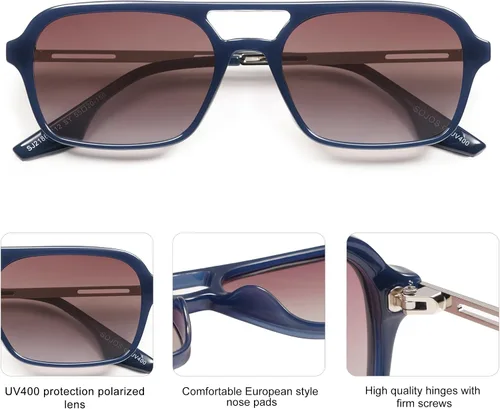 Vista 4 de SOJOS Vintage Polarized Aviator Sunglasses for Women Men 70s Retro Flat Narrow Rectangular Womens Glasses SJ2186