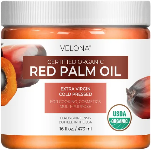 Vista 10 de velona Aceite de palma roja orgánico certificado por la USDA, 2 onzas líquidas, grado alimenticio y cosmético, en frasco, virgen extra, prensado
