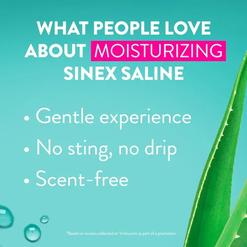 Vista 6 de Vicks Sinex Spray nasal hidratante salino, con aloe, niebla ultrafina sin medicamentos, limpia la congestión sinusal diaria rápida, elimina