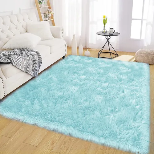Vista 30 de Latepis - Alfombra rectangular de piel sintética tipo lana de oveja suave y esponjosa de estilo bohemio para sala de estar, dormitorio y residencias