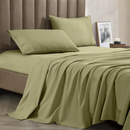 Vista 20 de CELINE LINEN Juego de sábanas de microfibra de 4 piezas prémium de calidad hotelera 1800, resistente a las arrugas - Ropa de cama de lujo ultra
