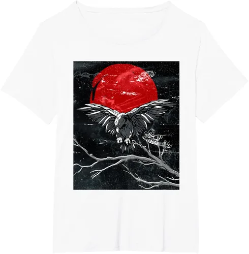 Vista 102 de Red Moon Raven - Camiseta japonesa de cuervo negro, Negro, S