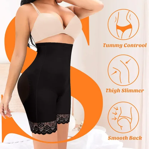 Vista 4 de Pantalones cortos moldeadores para mujer, cintura alta, adelgazantes, moldeadores de muslos, pantalones cortos para debajo de los vestidos