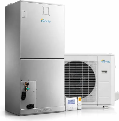 Vista 10 de Senville Sistema dividido de bomba de calor de aire acondicionado central de 2 toneladas 24,000 BTU, inversor, velocidad variable, 208/230V