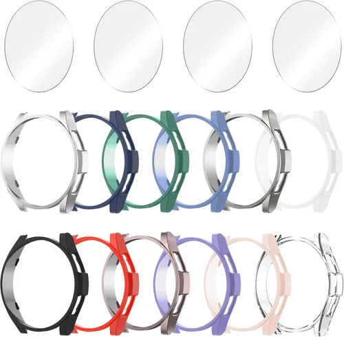 Vista 9 de Paquete de 12+4 Fundas para Samsung Galaxy Watch FE/5/4 de 40 mm con Protector de Pantalla de Vidrio Templado, Funda Protectora Resistente a